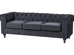 Divano 3 posti CHESTERFIELD Velluto Nero