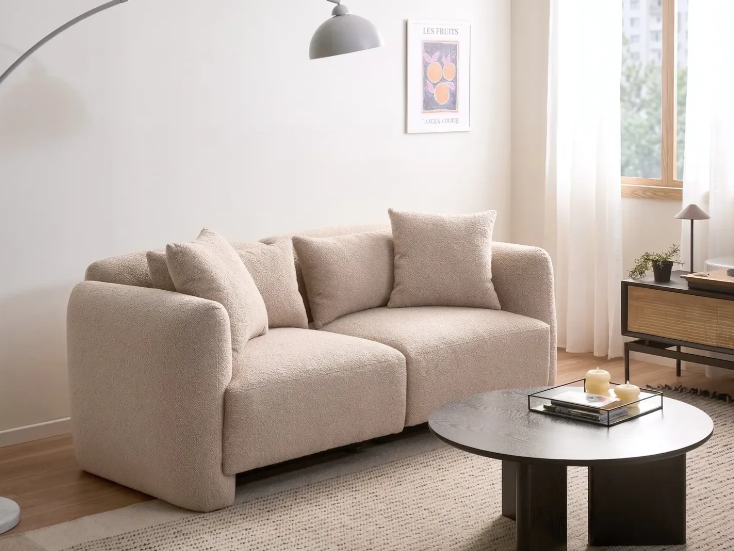 Divano 3 posti EKENES Bouclé Beige