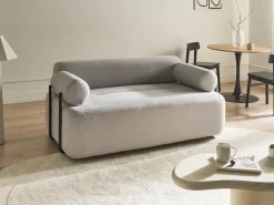 Divano 2 posti ELVA Tessuto Grigio chiaro