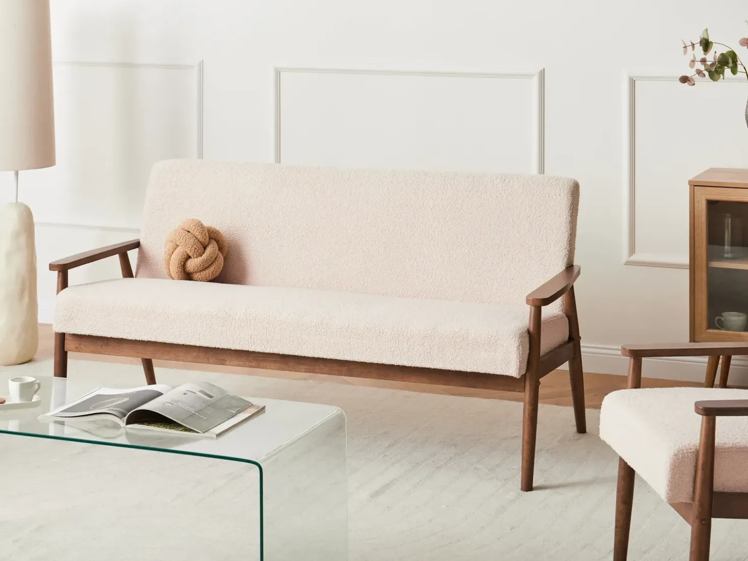 Divano 3 posti ESRUM Bouclé Marrone scuro/Beige