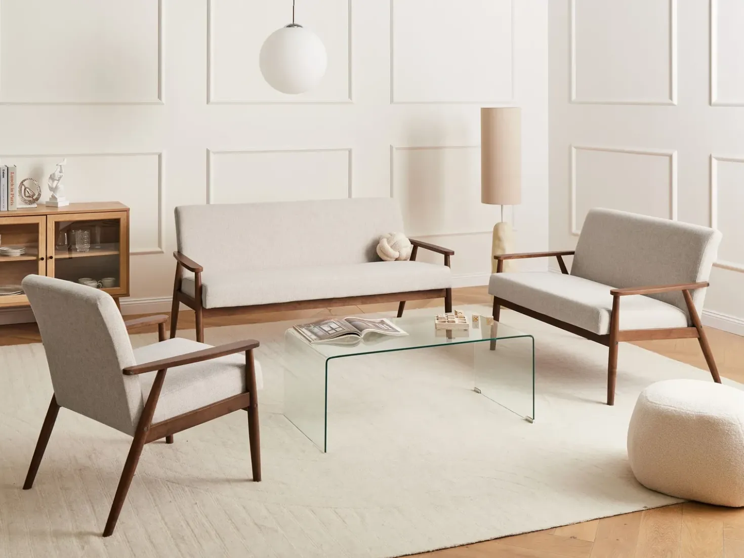 Divano 3 posti ESRUM Tessuto Marrone scuro/Beige