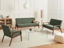 Divano 3 posti ESRUM Tessuto Marrone scuro/Verde