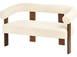 Divano 2 posti ILBRO Bouclé Bianco sporco/Marrone scuro