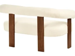 Divano 2 posti ILBRO Bouclé Bianco sporco/Marrone scuro