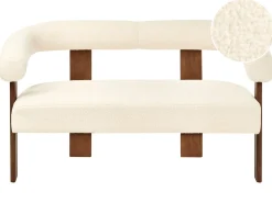 Divano 2 posti ILBRO Bouclé Bianco sporco/Marrone scuro