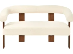 Divano 2 posti ILBRO Bouclé Bianco sporco/Marrone scuro