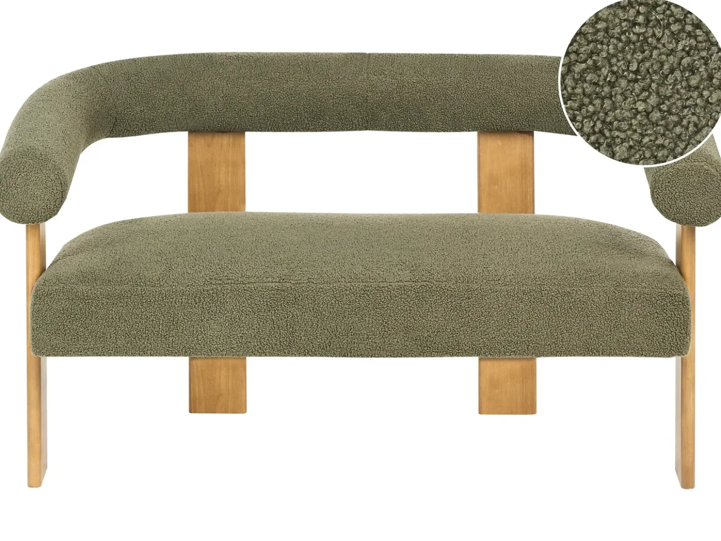 Divano 2 posti ILBRO Bouclé Verde/Marrone chiaro
