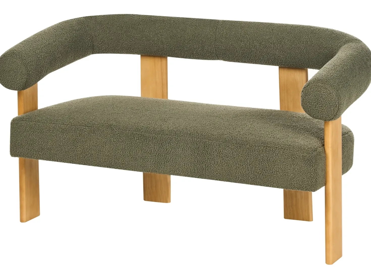 Divano 2 posti ILBRO Bouclé Verde/Marrone chiaro