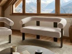 Divano 2 posti ILBRO Bouclé Marrone scuro/Beige