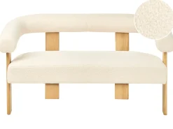 Divano 2 posti ILBRO Bouclé Bianco sporco/Marrone chiaro