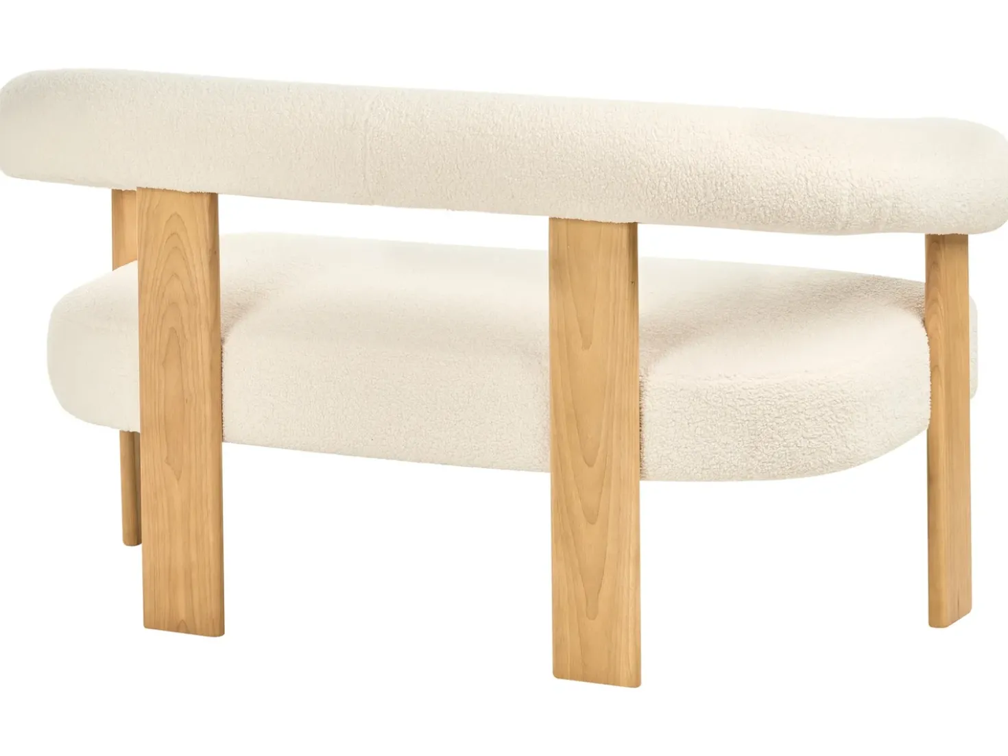 Divano 2 posti ILBRO Bouclé Bianco sporco/Marrone chiaro