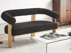 Divano 2 posti ILBRO Bouclé Nero/Marrone chiaro