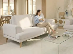 Divano 3 posti KILDAL Tessuto Beige chiaro