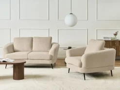 Divano 2 posti KJAER Bouclé Beige chiaro