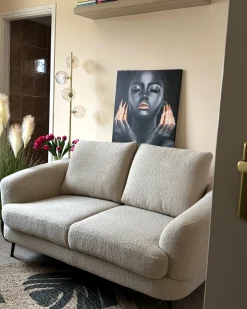 Divano 2 posti KJAER Bouclé Beige chiaro