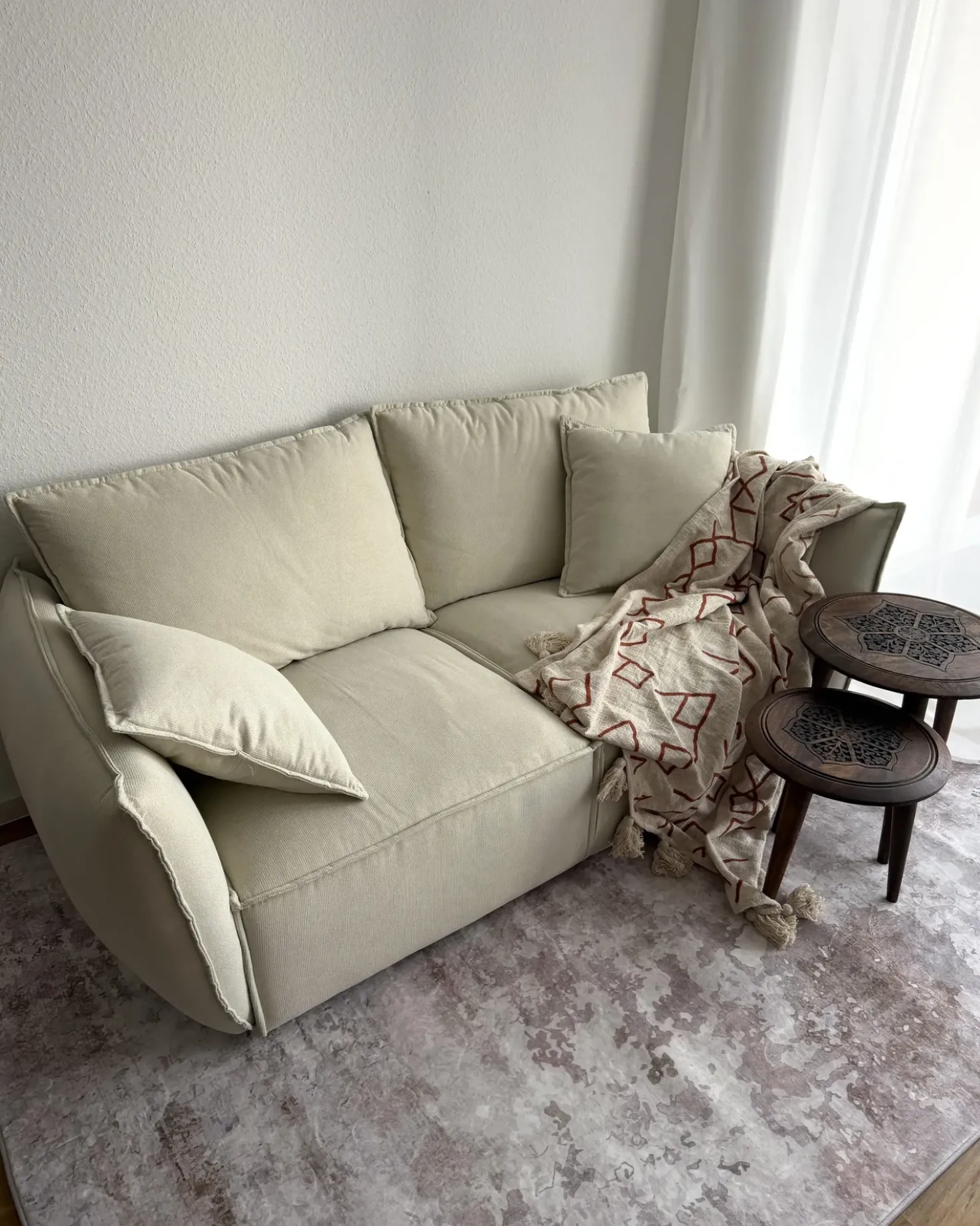 Divano 3 posti KUNES Tessuto Beige chiaro