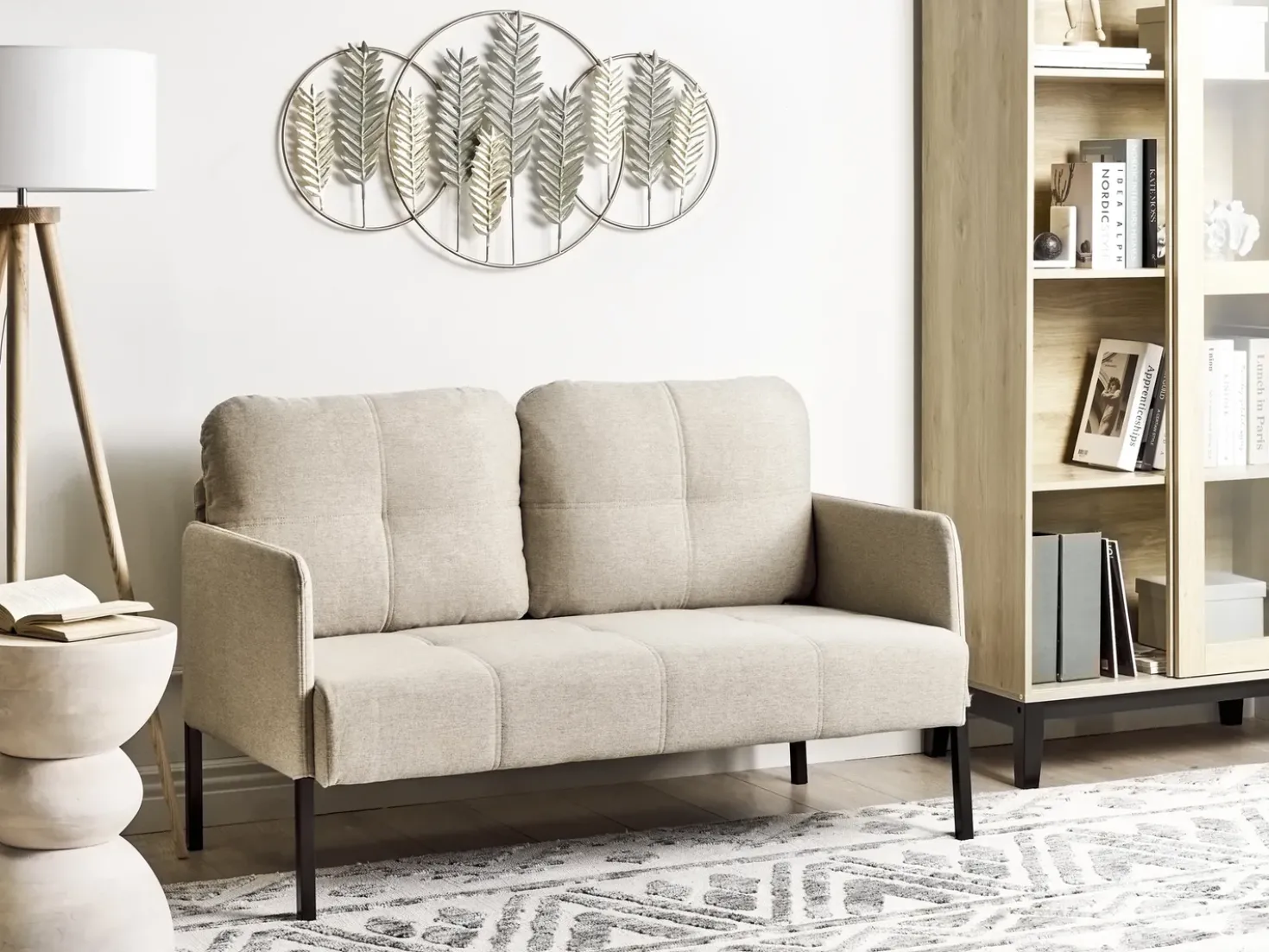 Divano 2 posti LAHTI Tessuto Beige chiaro