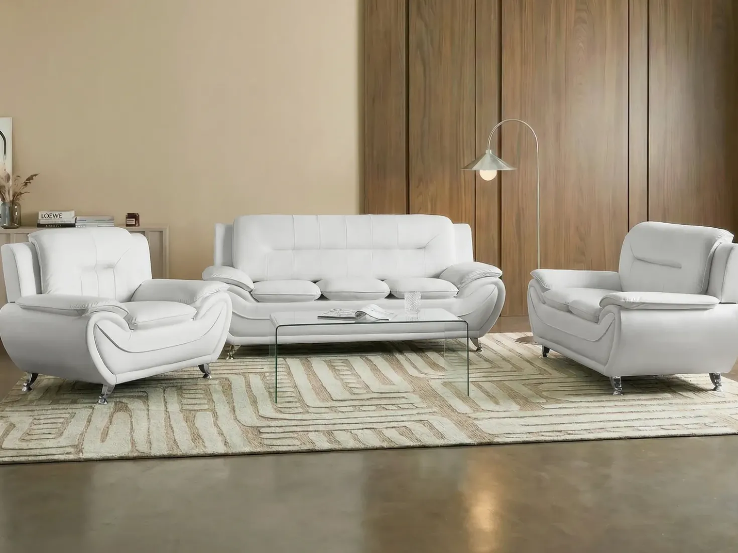 Divano 2 posti LEIRA Pelle sintetica Bianco