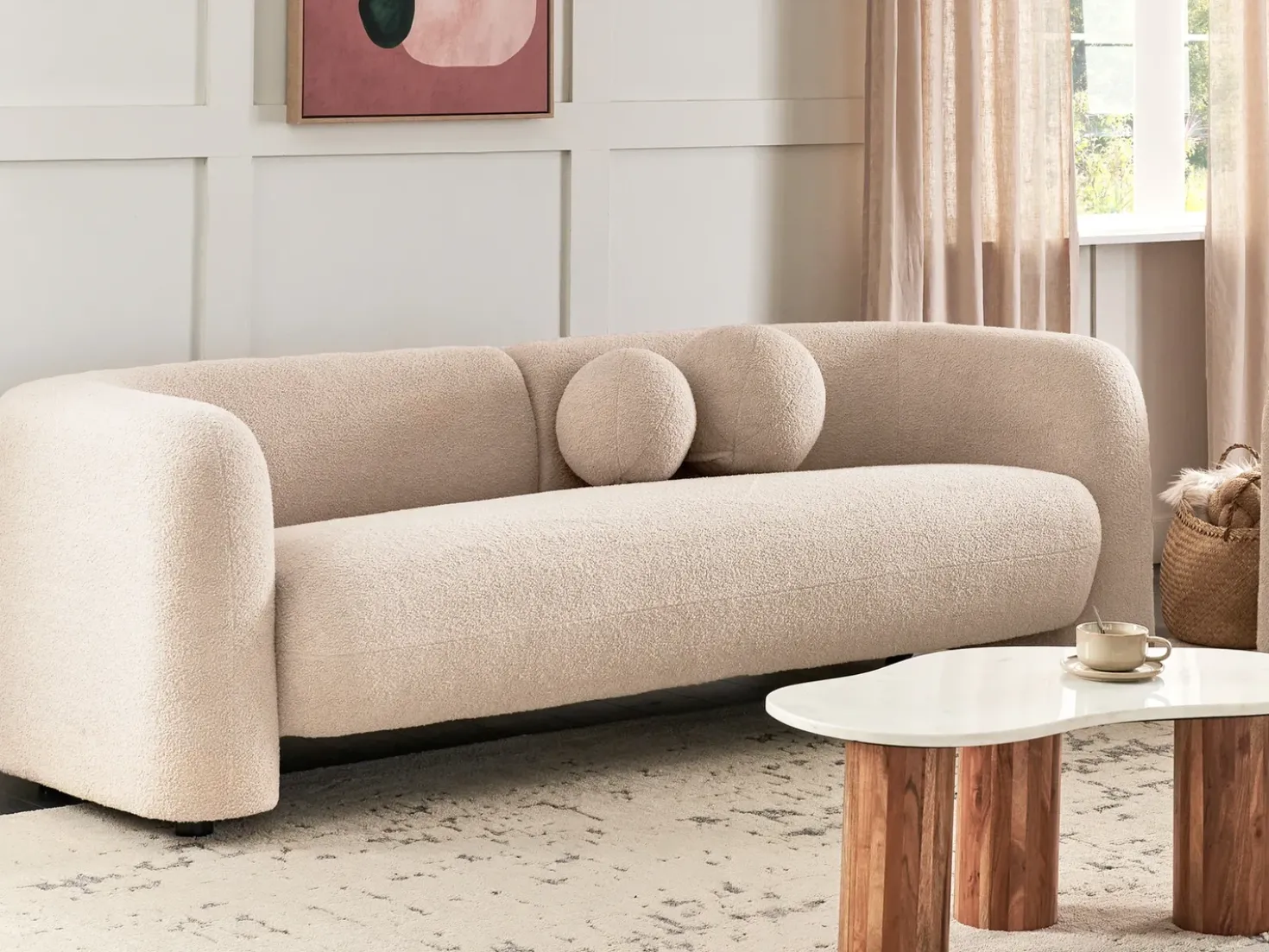 Divano 3 posti LEIREN Bouclé Beige