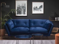 Divano 3 posti LENVIK Velluto Blu marino