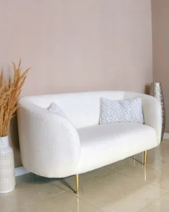 Divano 2 posti LOEN Tessuto Beige chiaro