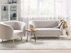 Divano 2 posti LOEN Tessuto Beige chiaro