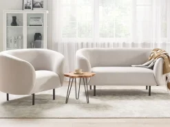 Divano 2 posti LOEN Tessuto Beige chiaro