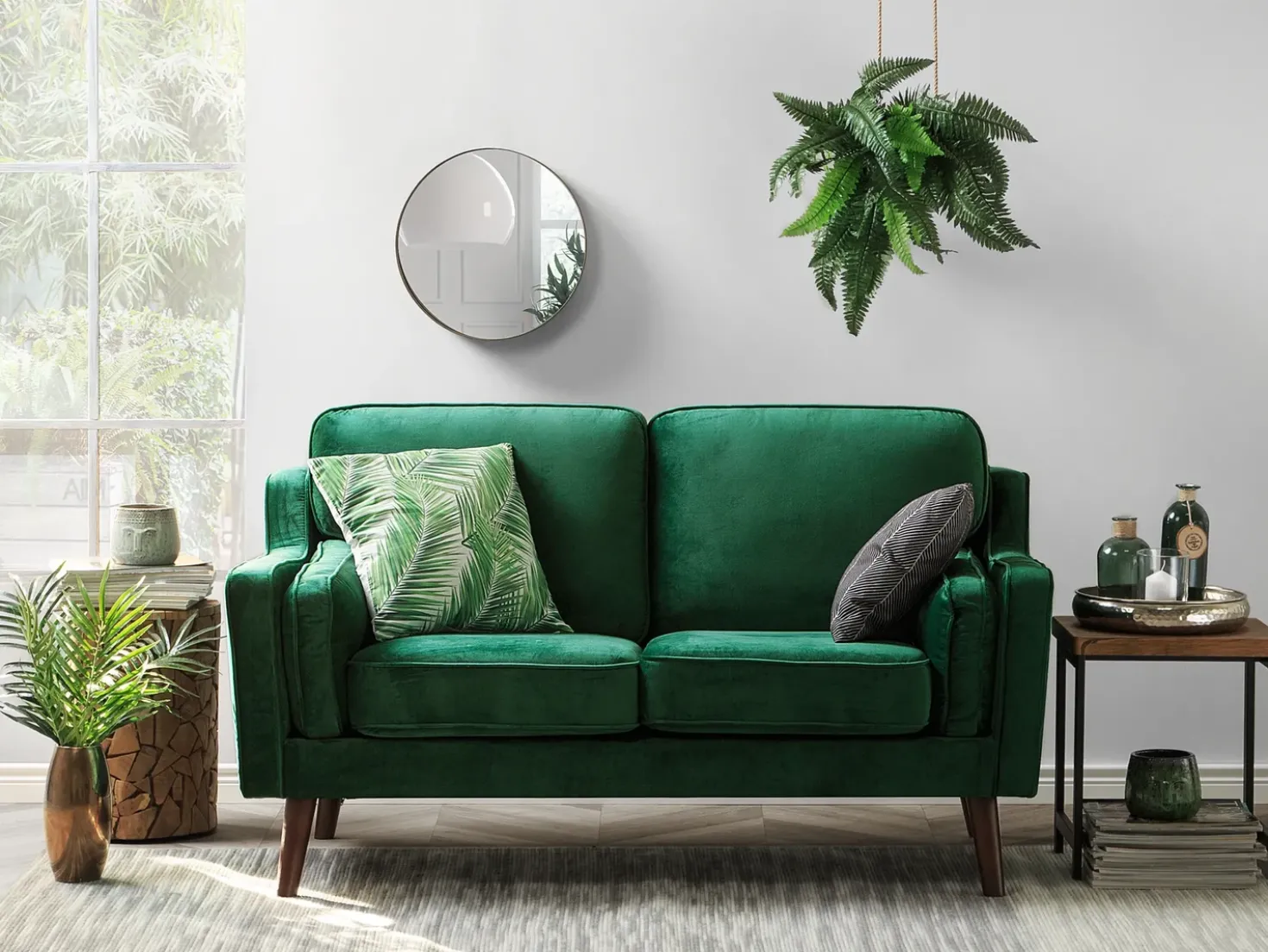 Divano 2 posti LOKKA Velluto Verde smeraldo