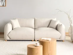 Divano 3 posti LUVOS Tessuto Beige chiaro