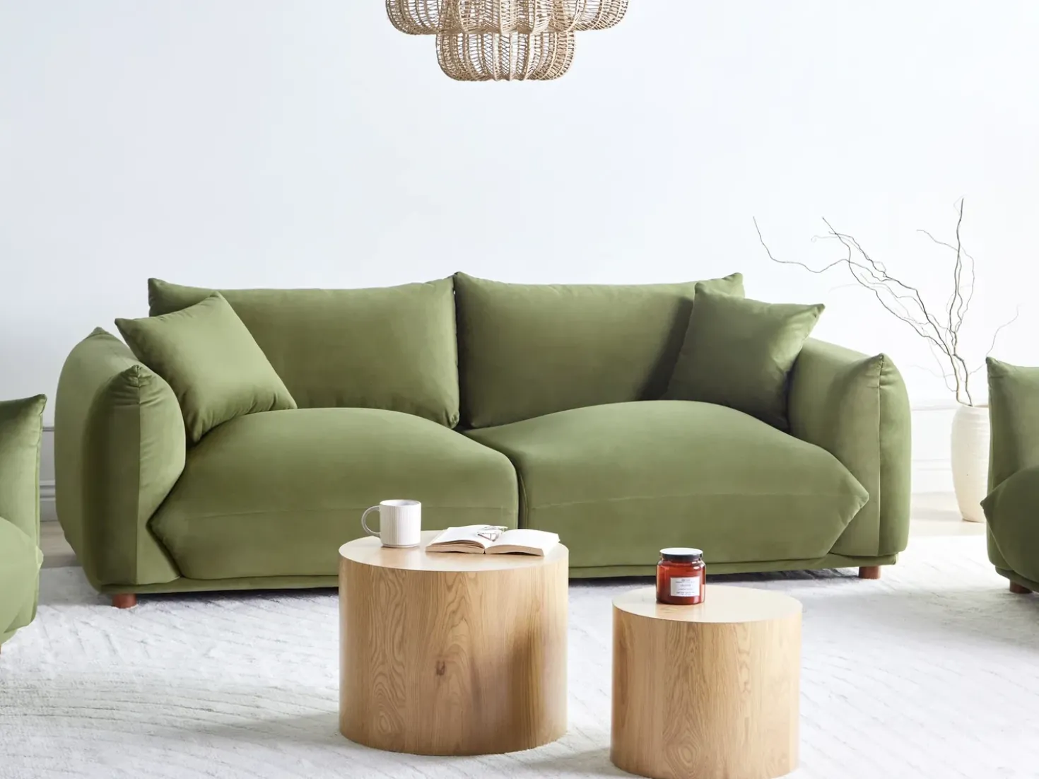 Divano 3 posti LUVOS Velluto Verde
