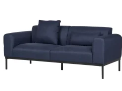 Divano 2 posti MALMOS Lino sintetico Blu scuro