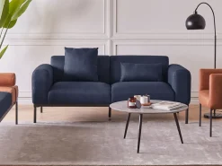 Divano 2 posti MALMOS Lino sintetico Blu scuro