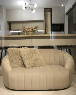 Divano 2 posti MALUNG Velluto Beige