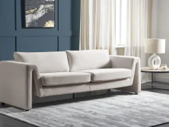 Divano 3 posti MAUNU Velluto Beige chiaro