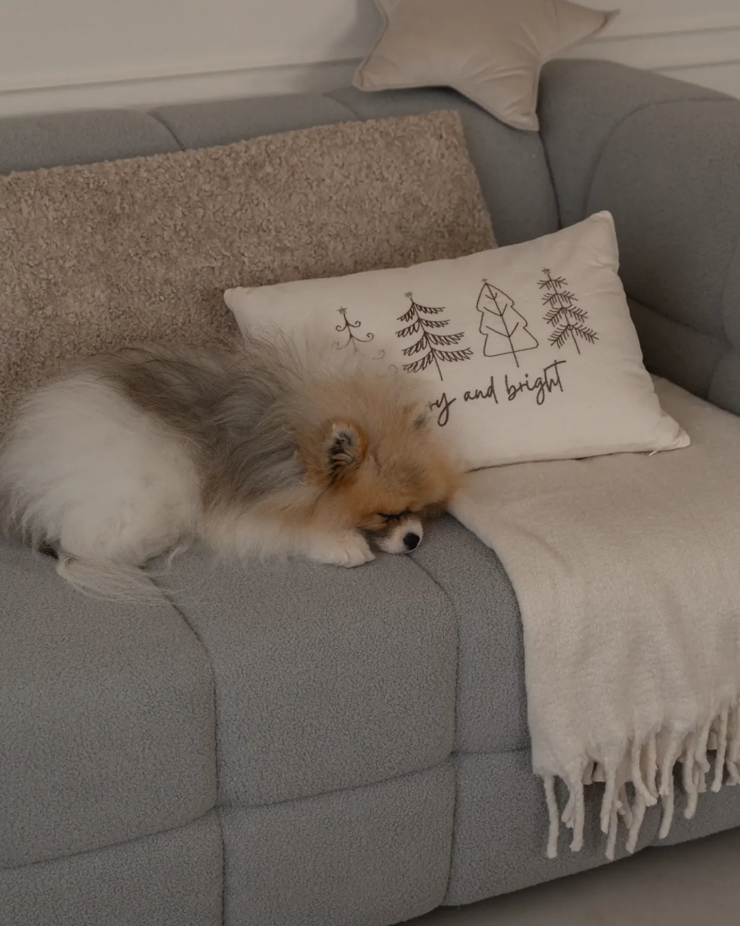 Divano 3 posti MULLOLA Bouclé Grigio