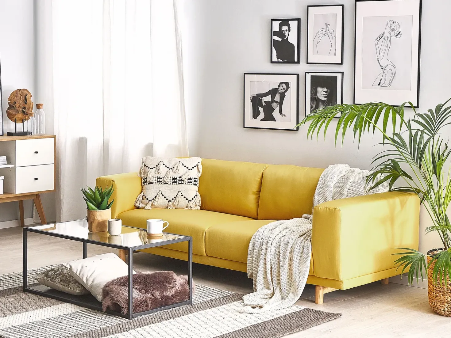 Divano 3 posti NIVALA Tessuto Giallo
