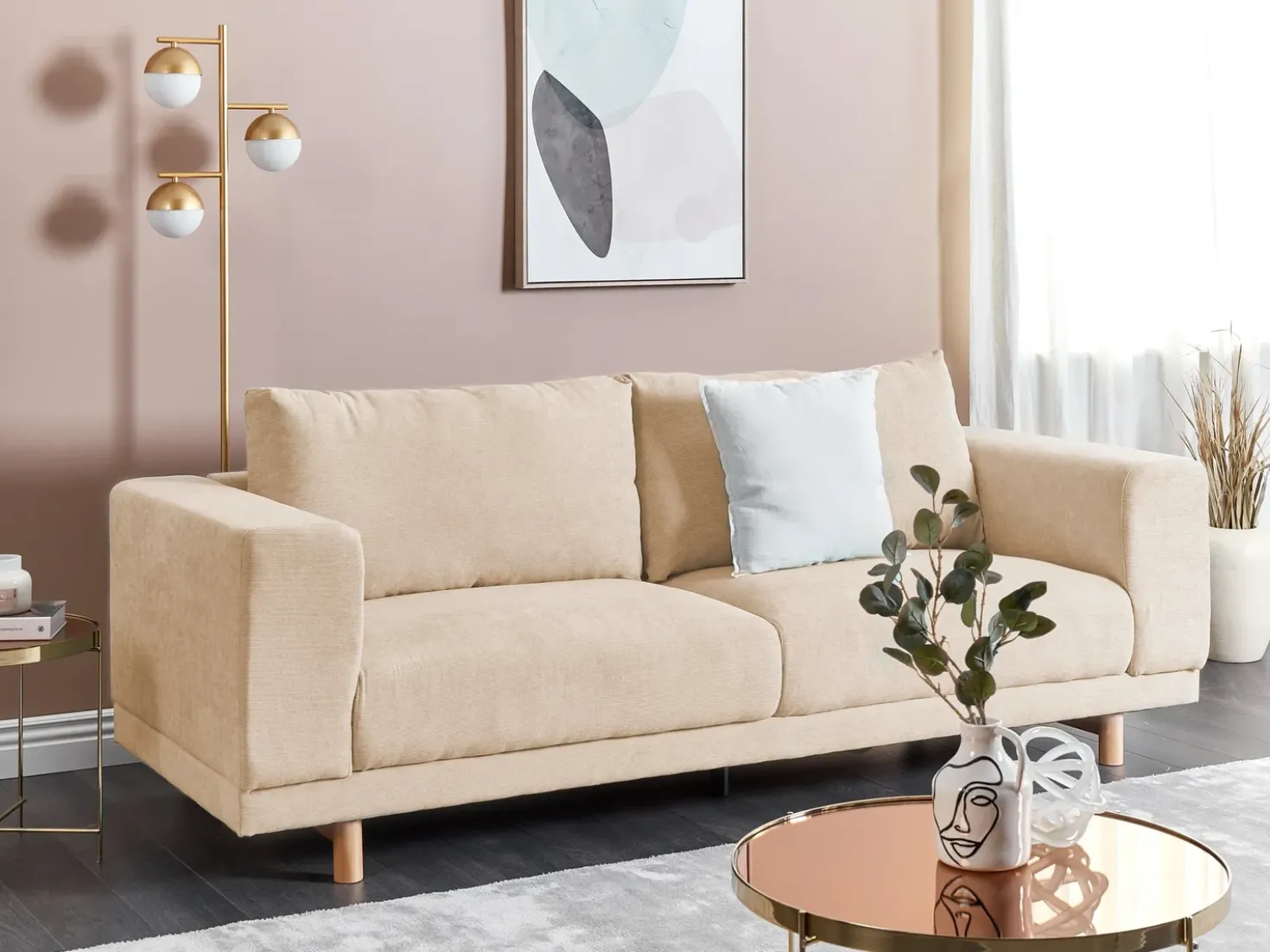 Divano 3 posti NIVALA Velluto a coste Beige