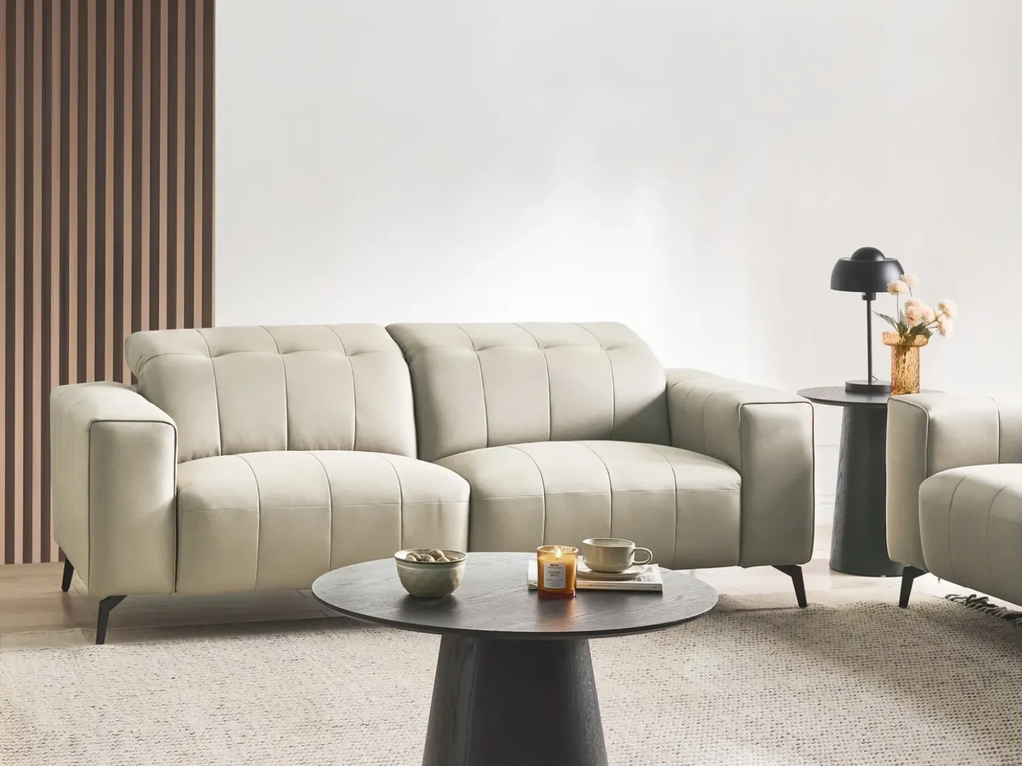 Divano 3 posti OMMEL Tessuto Beige chiaro