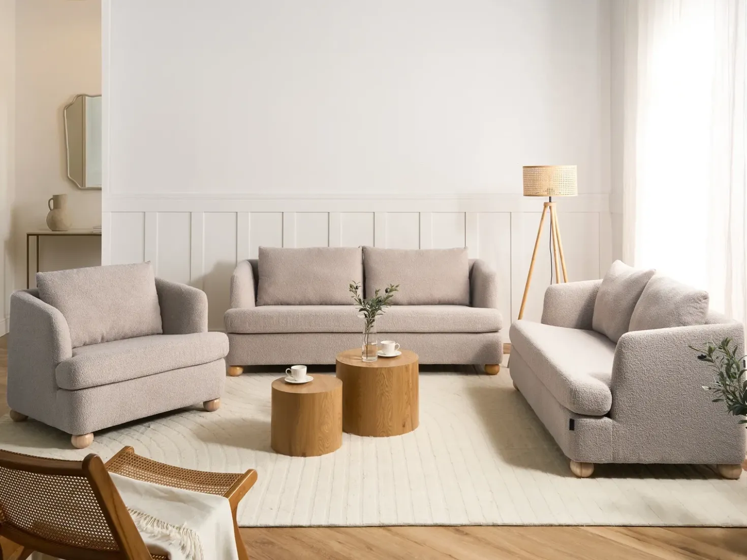 Divano 2 posti RATTVIK Bouclé Beige