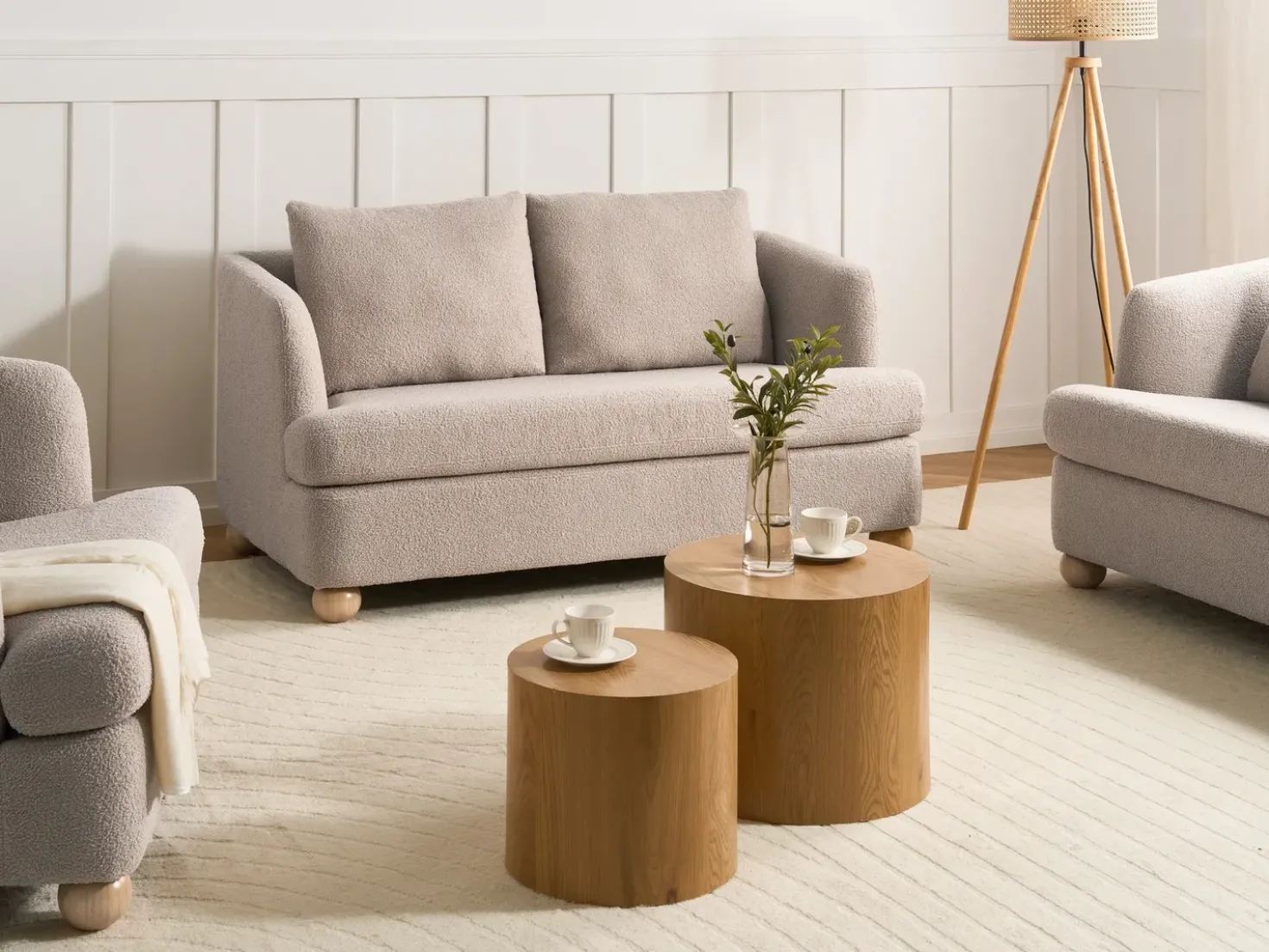 Divano 2 posti RATTVIK Bouclé Beige
