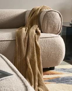 Divano 3 posti SALLA Bouclé Beige con ottomana