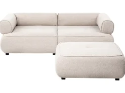 Divano 3 posti SALLA Bouclé Beige con ottomana