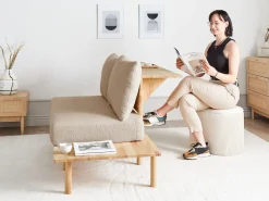 Divano 2 posti SALO Bouclé Beige con tavoli