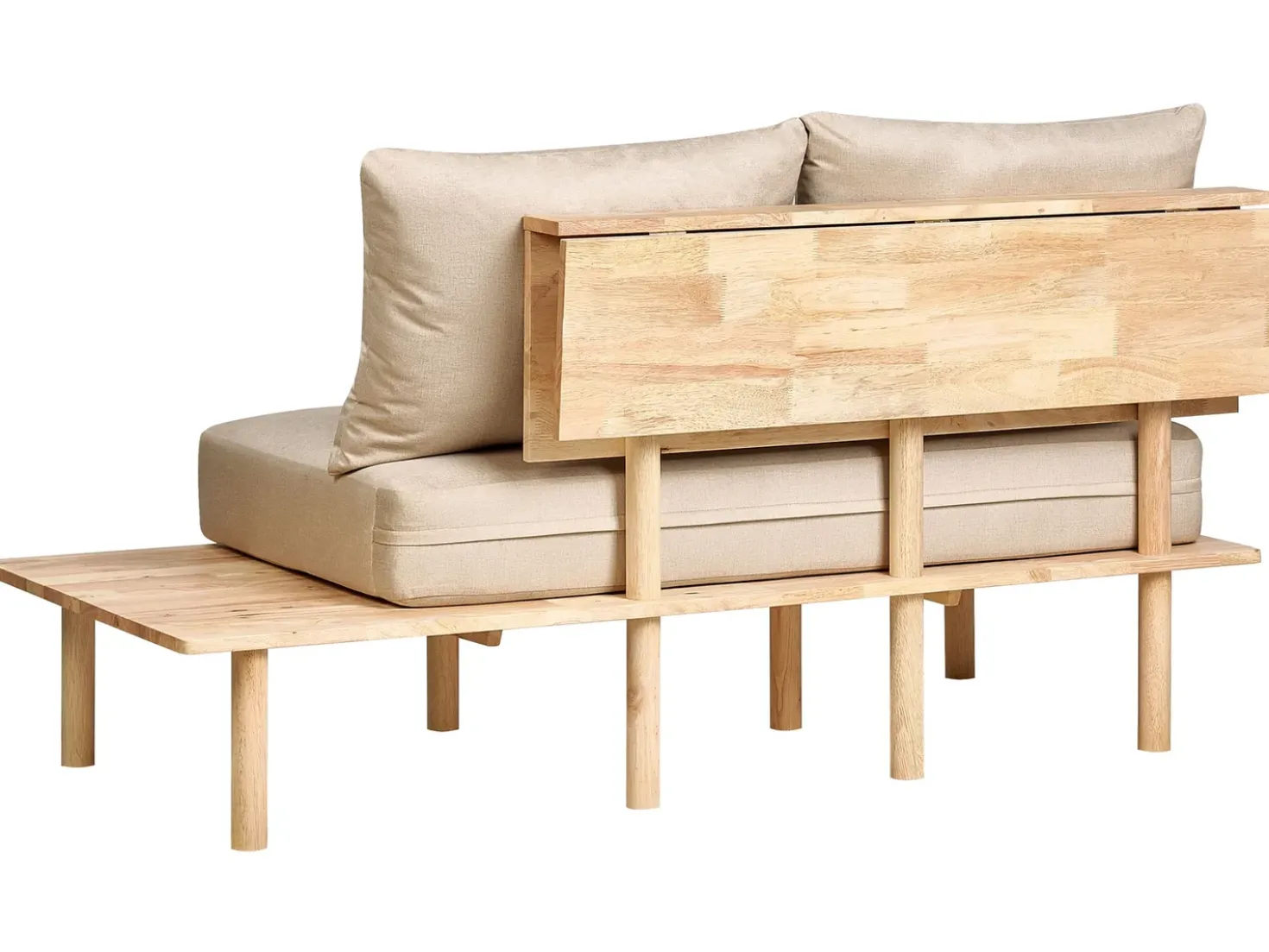 Divano 2 posti SALO Tessuto Beige sabbia con tavoli