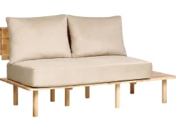 Divano 2 posti SALO Tessuto Beige sabbia con tavoli