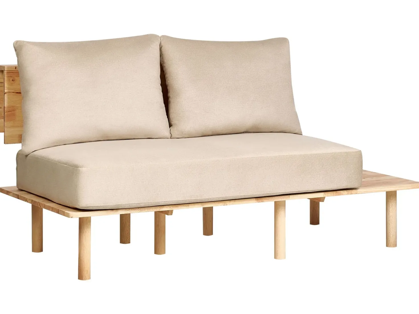 Divano 2 posti SALO Tessuto Beige sabbia con tavoli