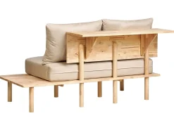 Divano 2 posti SALO Tessuto Beige sabbia con tavoli