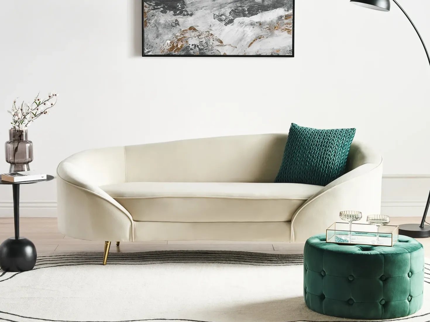 Divano 2 posti SAVAR Velluto Beige chiaro