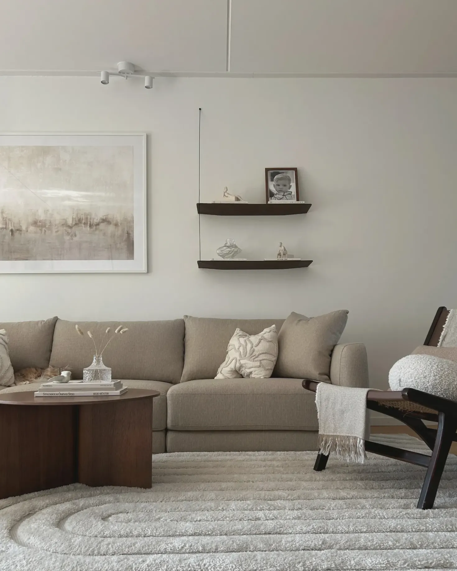 Divano 3 posti SIGTUNA Tessuto Beige con ottomana