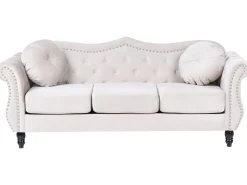 Divano 3 posti SKIEN Velluto Beige chiaro
